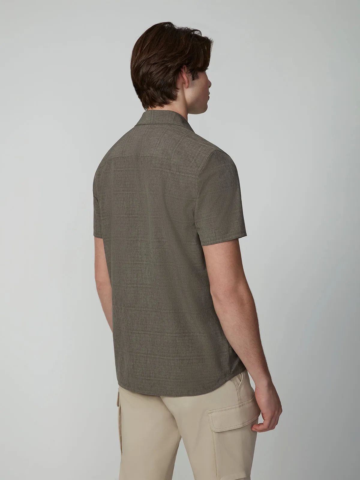Men's Short Sleeve Textured 4-Way Stretch Stripe Shirt