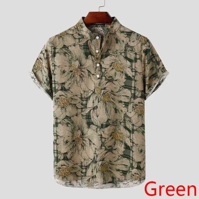 Mens Summer Vintage Short Sleeve Shirts