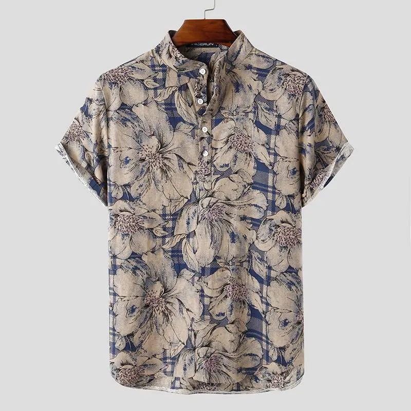 Mens Summer Vintage Short Sleeve Shirts