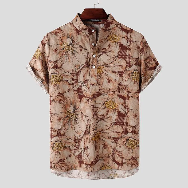 Mens Summer Vintage Short Sleeve Shirts