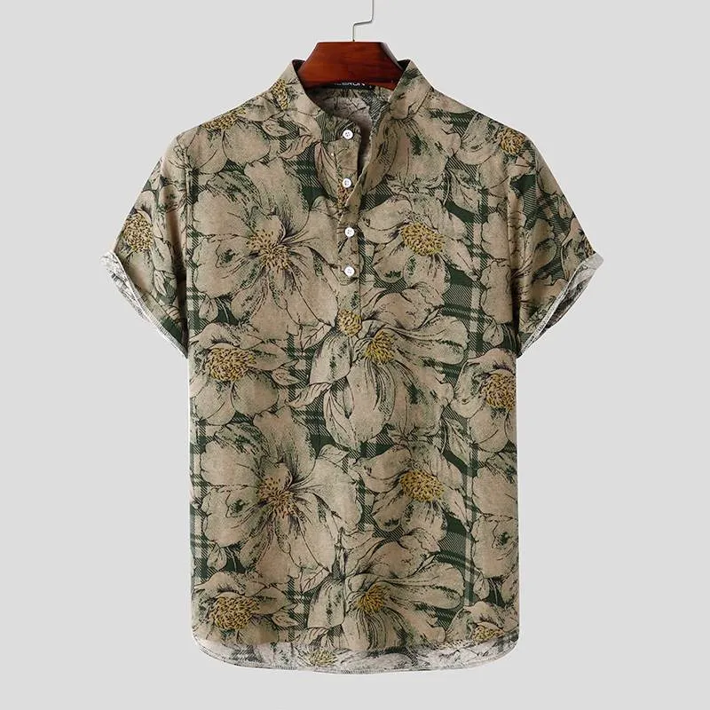 Mens Summer Vintage Short Sleeve Shirts