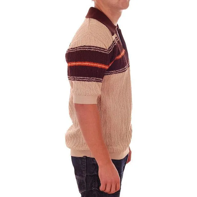 Mens Vintage Super 70s Rat Pack Shirt Browns Textured Poly M