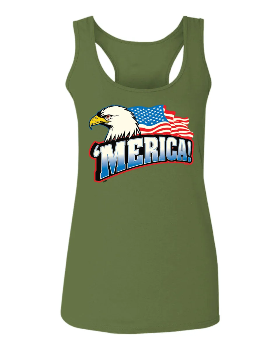 Merica Eagle USA American Flag United States America  women's Tank Top sleeveless Racerback