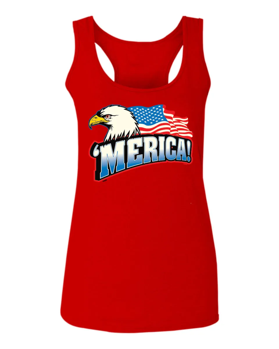 Merica Eagle USA American Flag United States America  women's Tank Top sleeveless Racerback