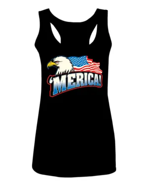 Merica Eagle USA American Flag United States America  women's Tank Top sleeveless Racerback