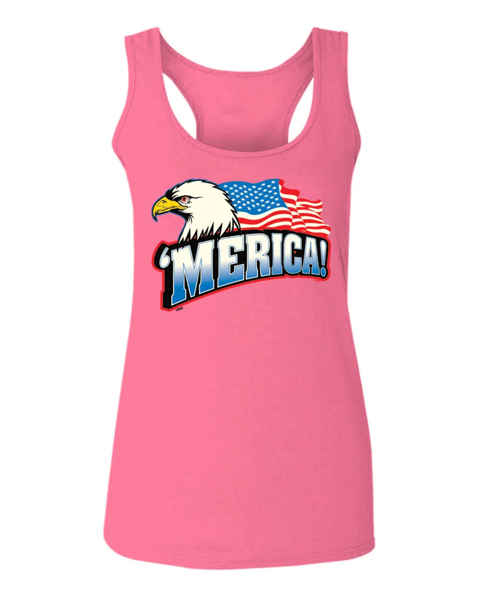 Merica Eagle USA American Flag United States America  women's Tank Top sleeveless Racerback