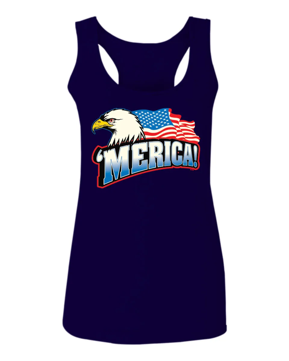 Merica Eagle USA American Flag United States America  women's Tank Top sleeveless Racerback