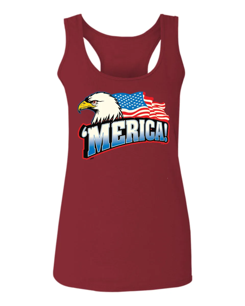 Merica Eagle USA American Flag United States America  women's Tank Top sleeveless Racerback