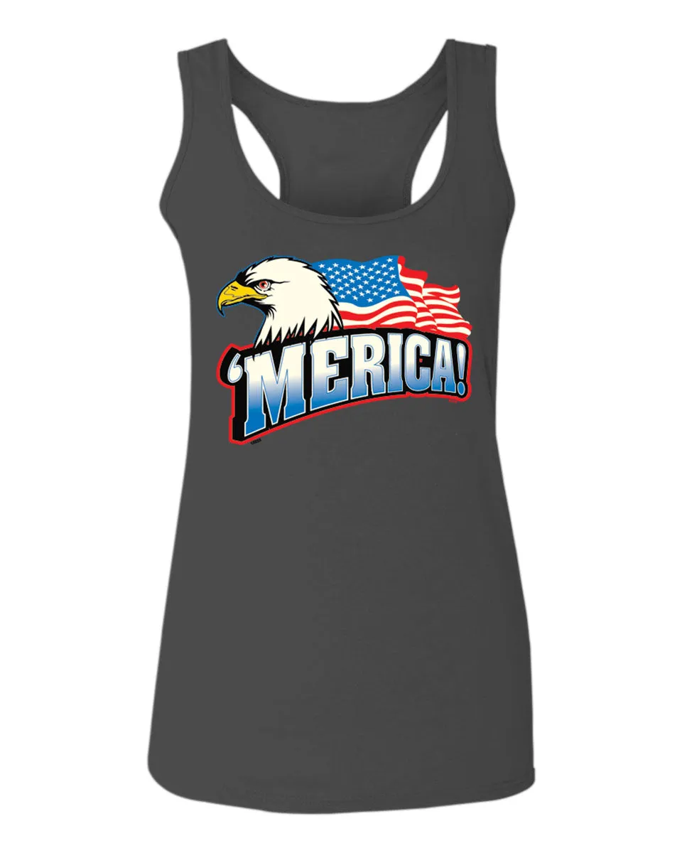 Merica Eagle USA American Flag United States America  women's Tank Top sleeveless Racerback