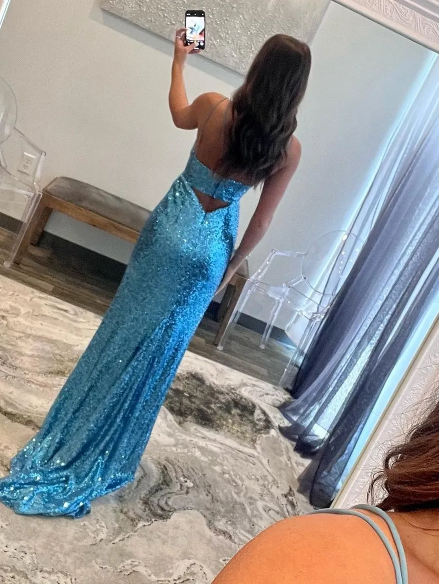 Mermaid V Neck Cutout Long Prom Dresses