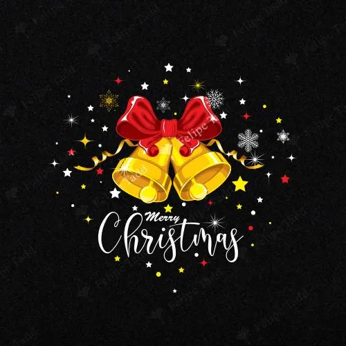 Merry Christmas Bells & Wishes T-Shirt - Black