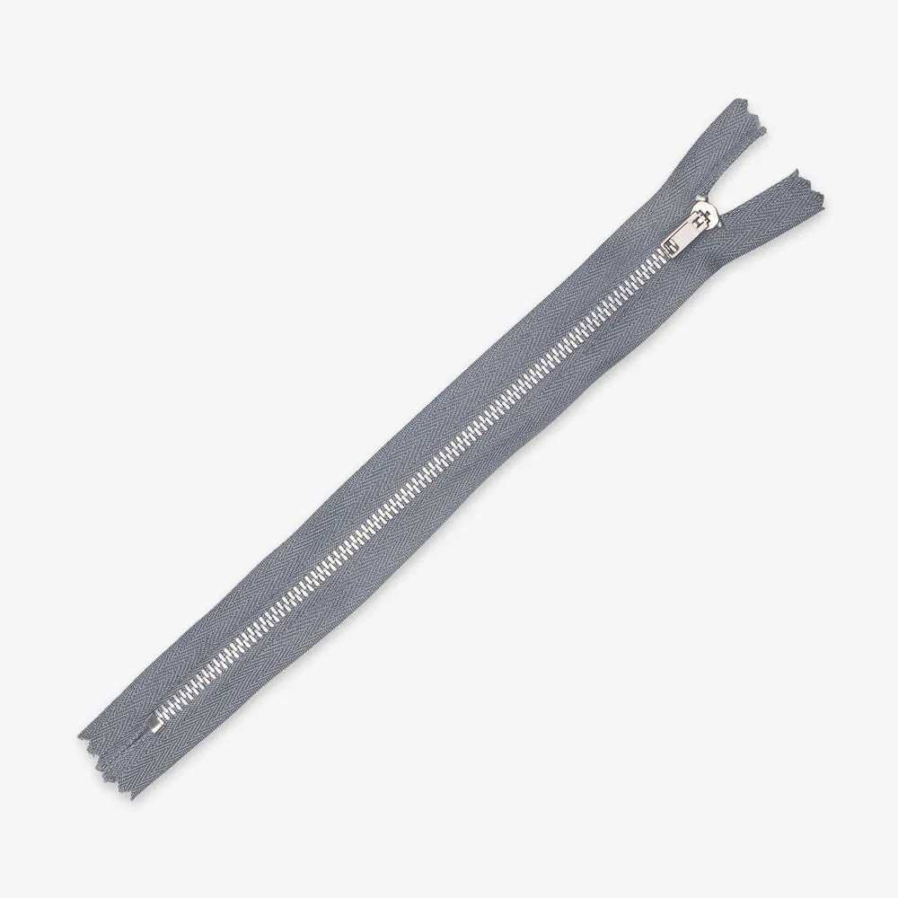 Metal Trouser Zips Grey - 20cm