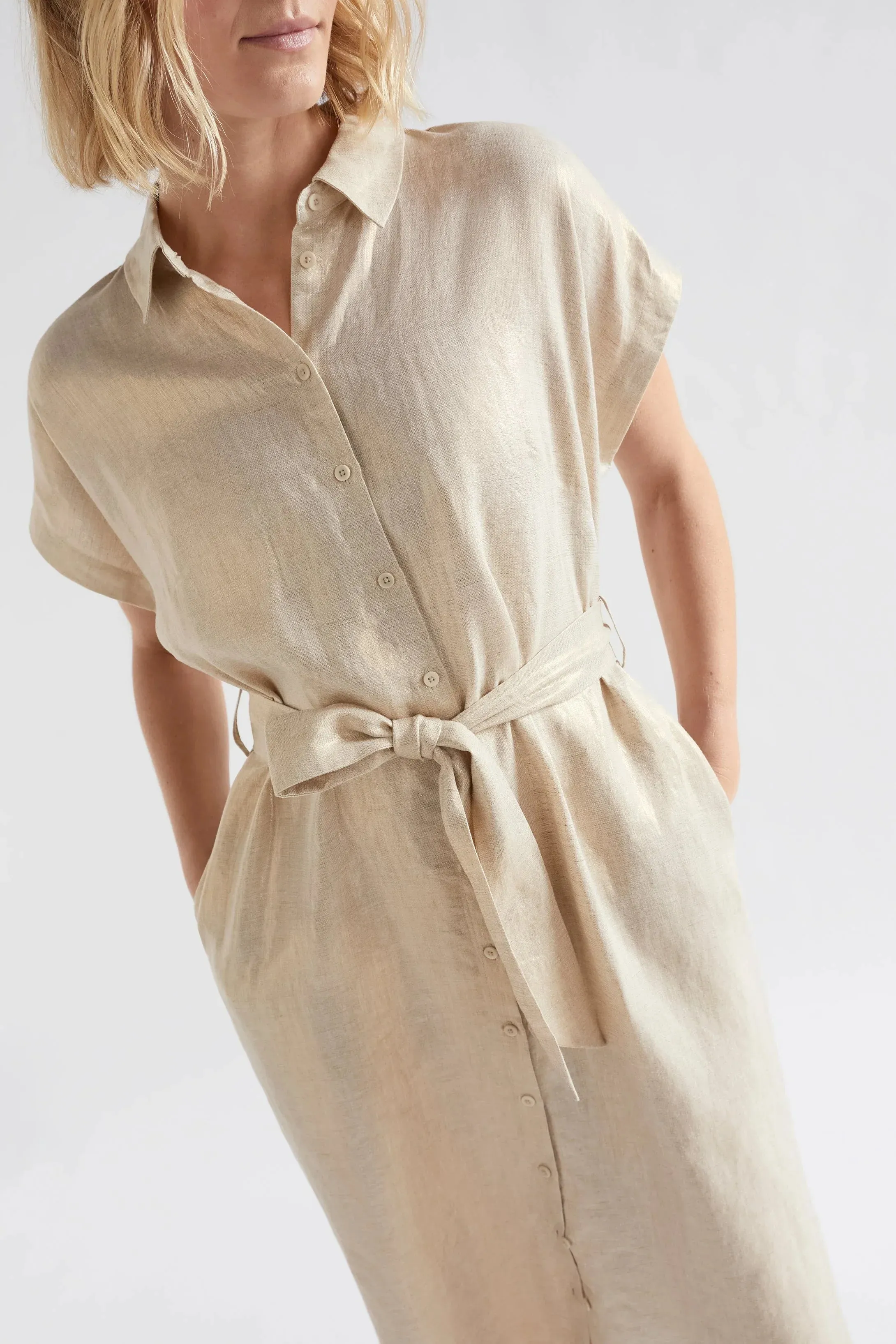 Metalen Shirt Dress - Gold Linen