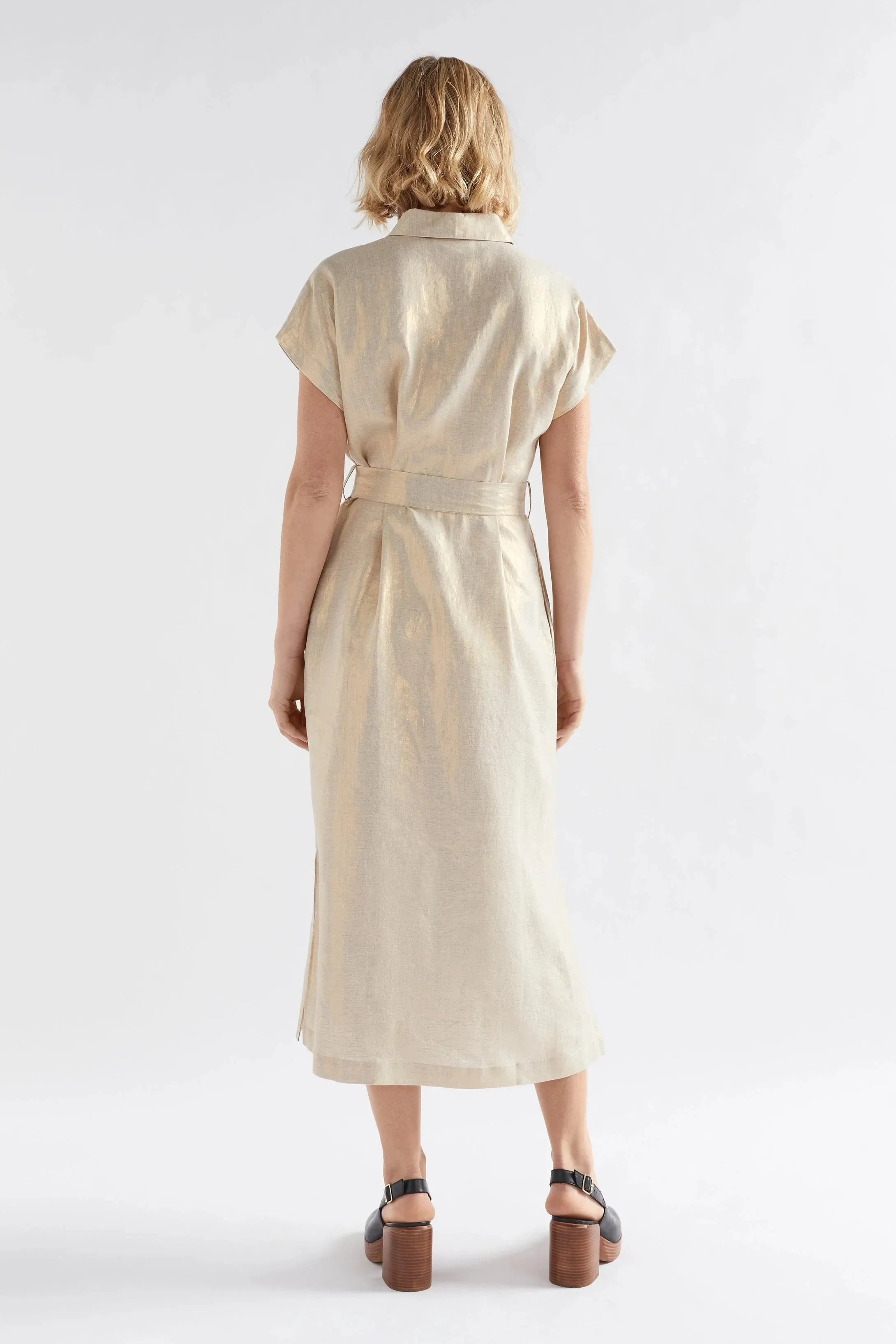 Metalen Shirt Dress - Gold Linen