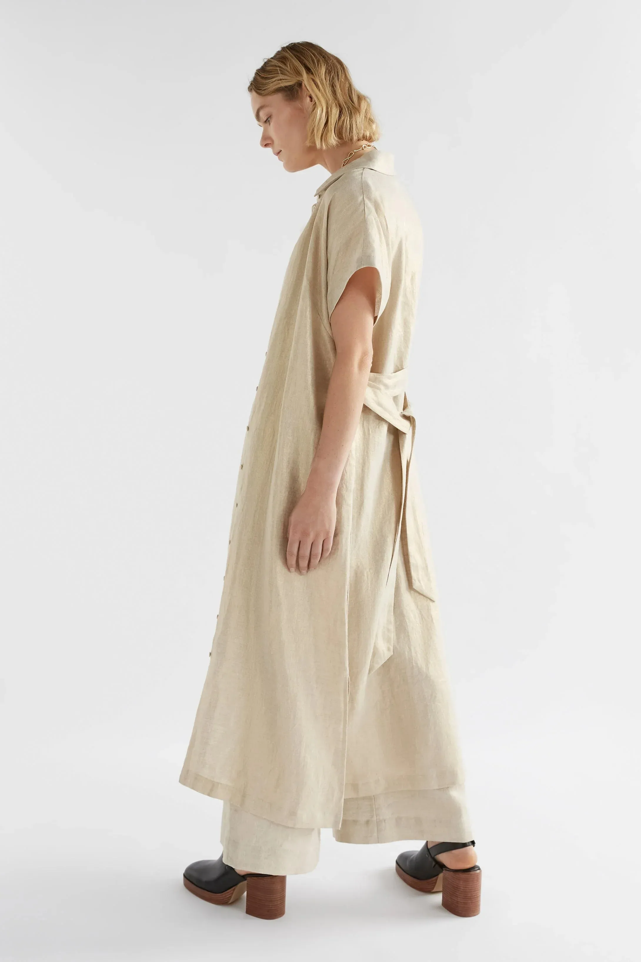 Metalen Shirt Dress - Gold Linen