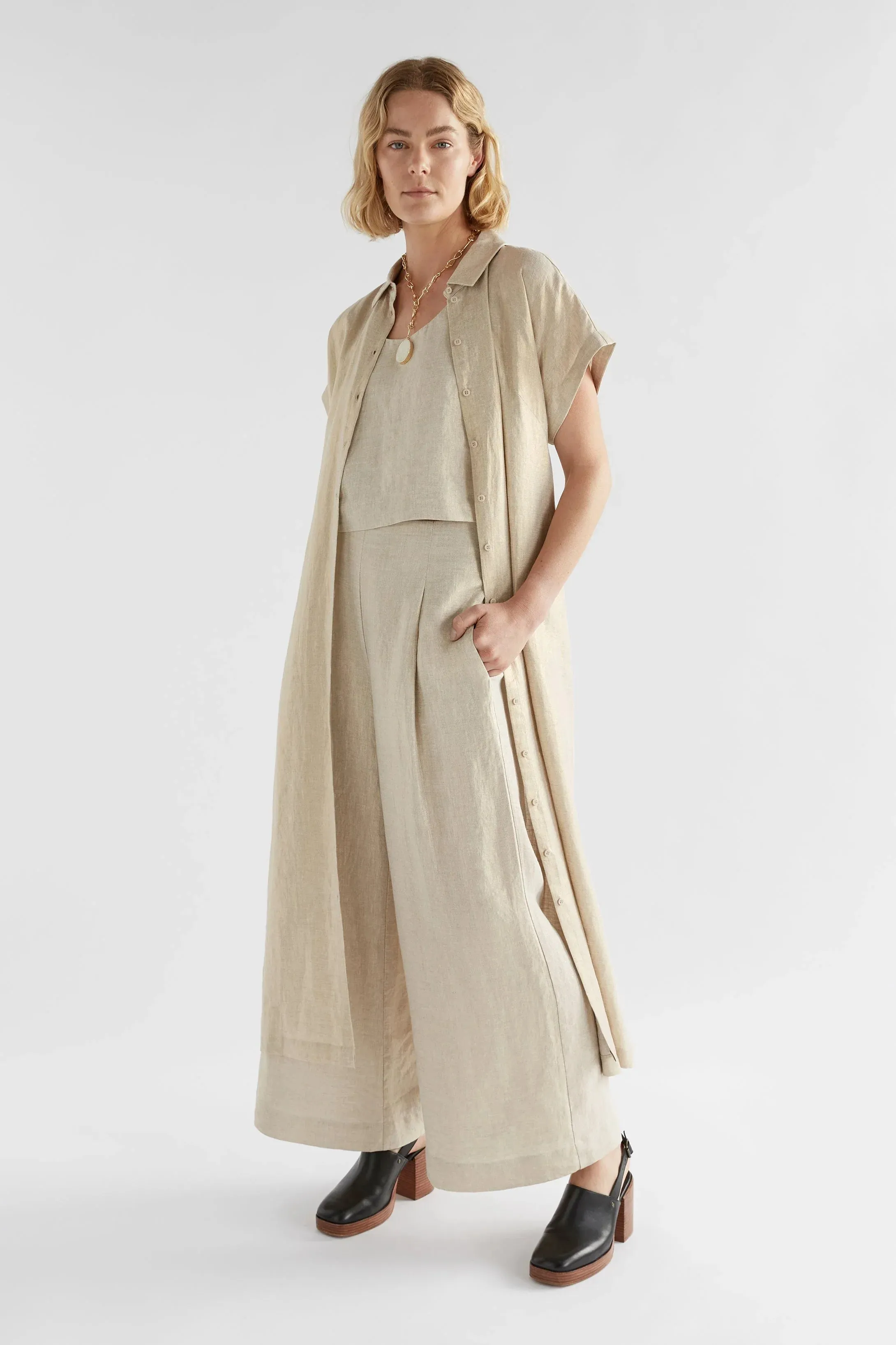 Metalen Shirt Dress - Gold Linen