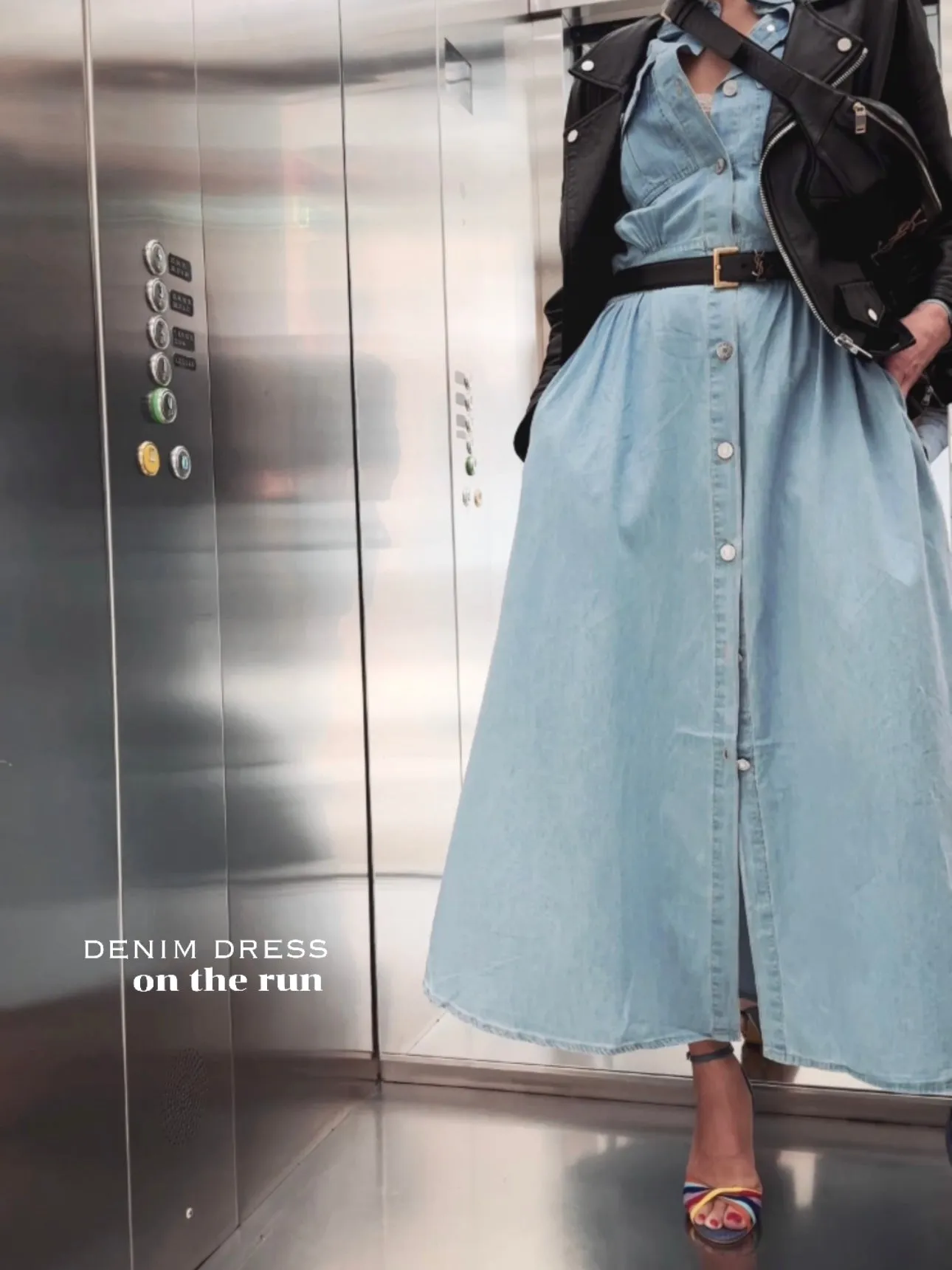 MIDI BUTTON DOWN DENIM DRESS - LIGHT BLUE