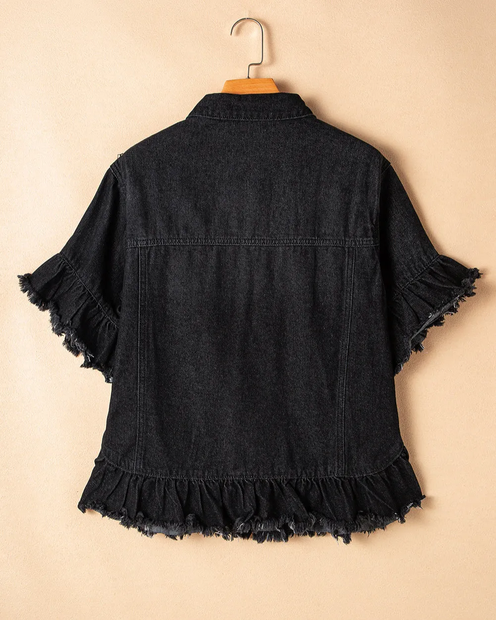 Midnight Ruffle Denim Jacket