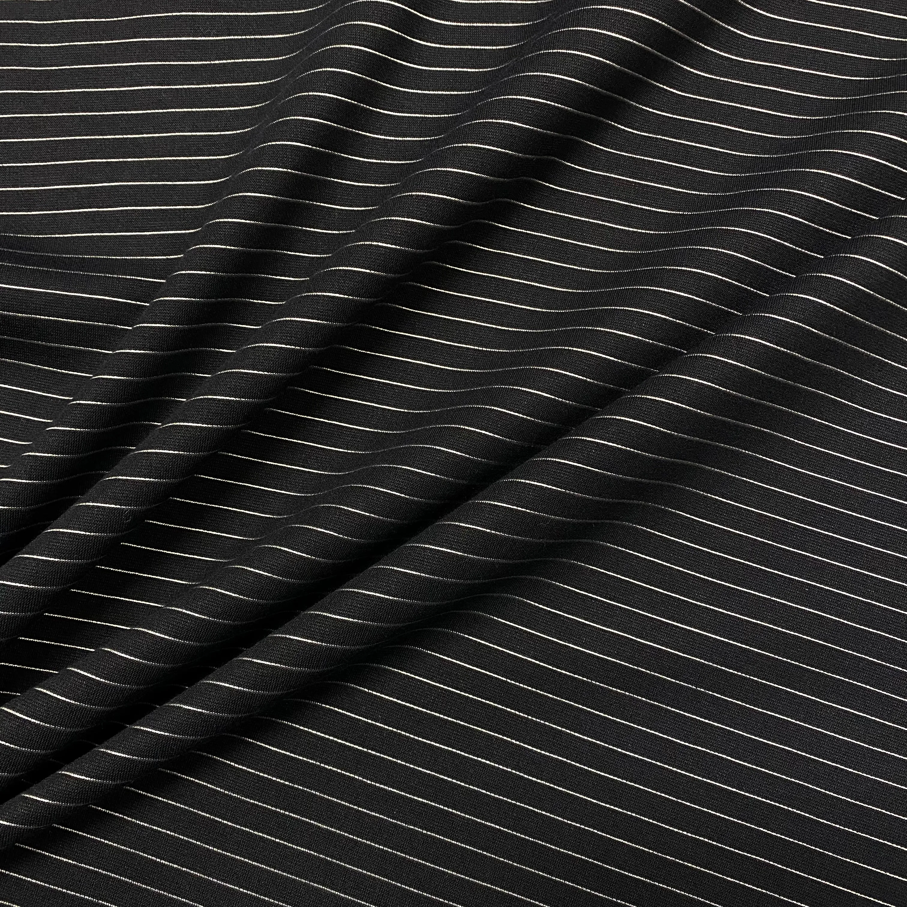 Midnight Silver Stripe - Jersey Ponte