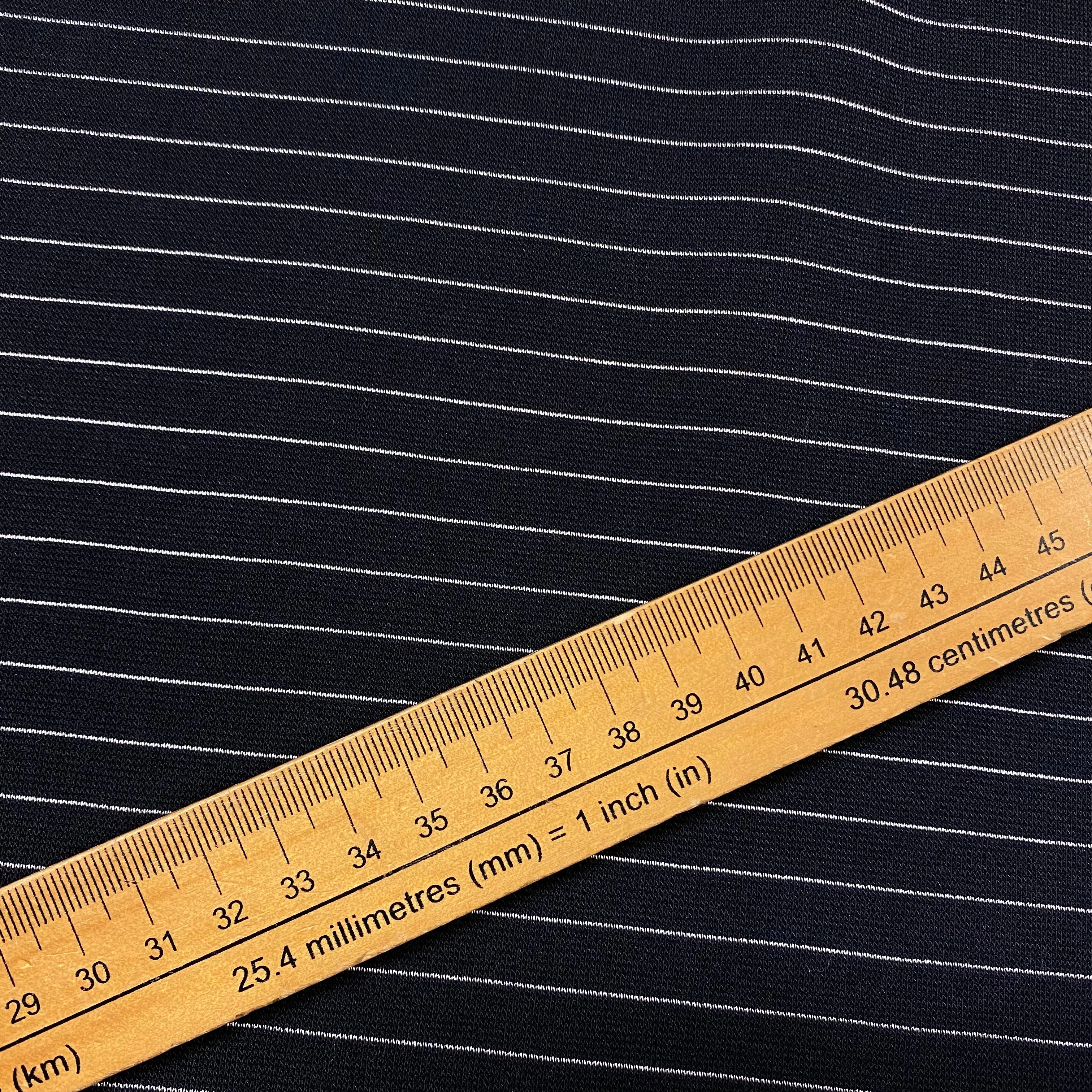 Midnight Silver Stripe - Jersey Ponte