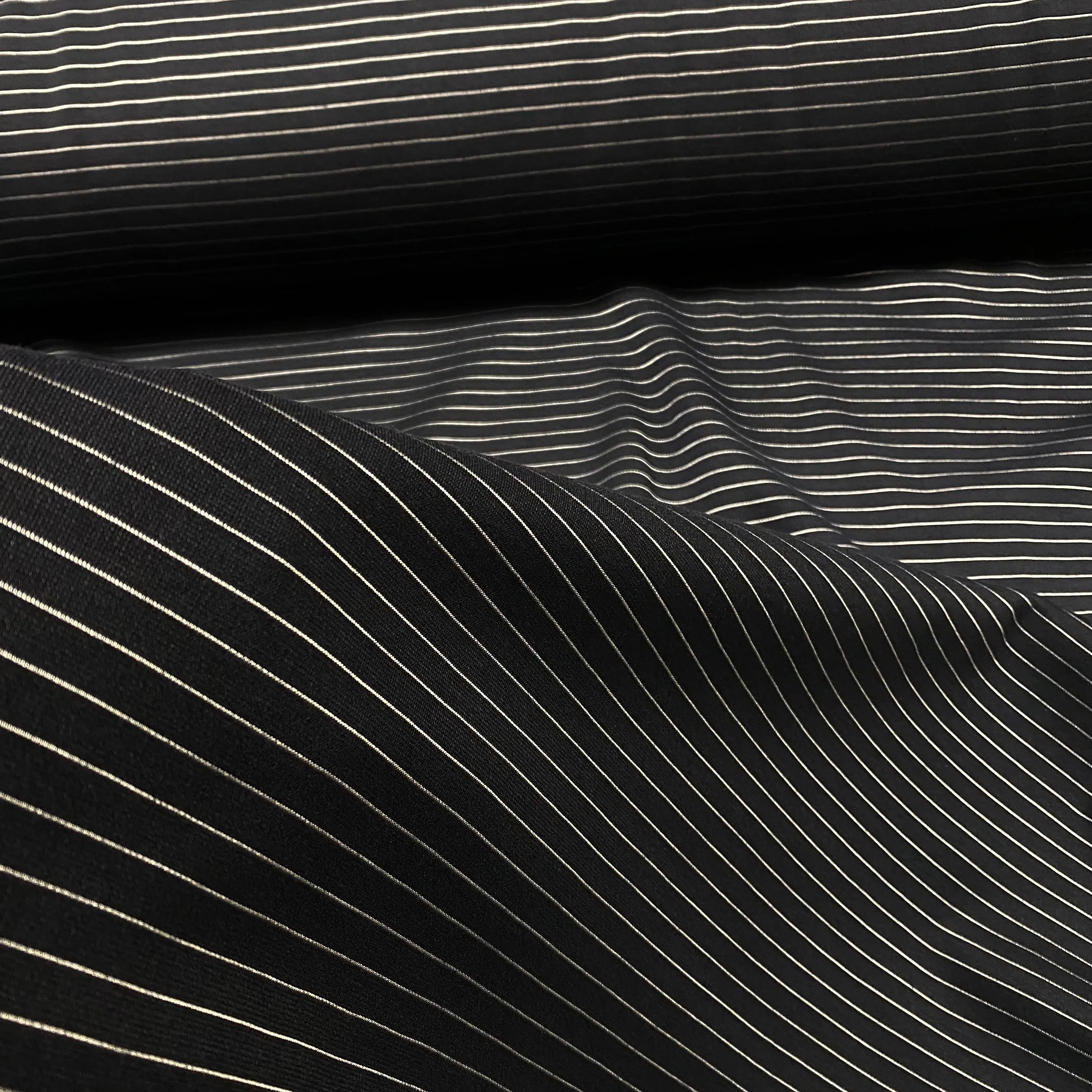 Midnight Silver Stripe - Jersey Ponte