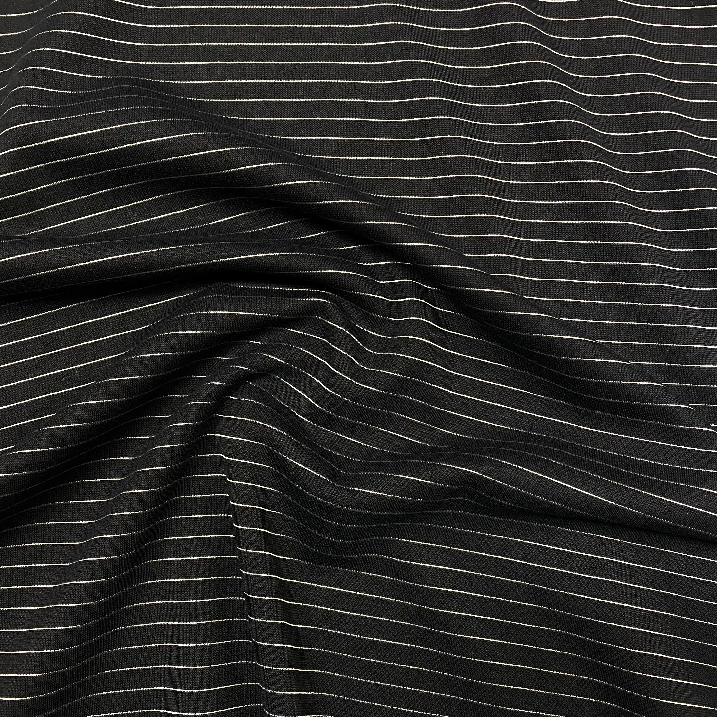 Midnight Silver Stripe - Jersey Ponte