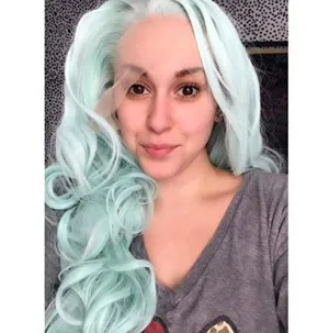Mint Green Lace Front 150% Density Middle Part Pre Plucked Glue-less Half Hand Tied Cosplay Wig 24" | Trendy Wig | Human Hair Look and Feel