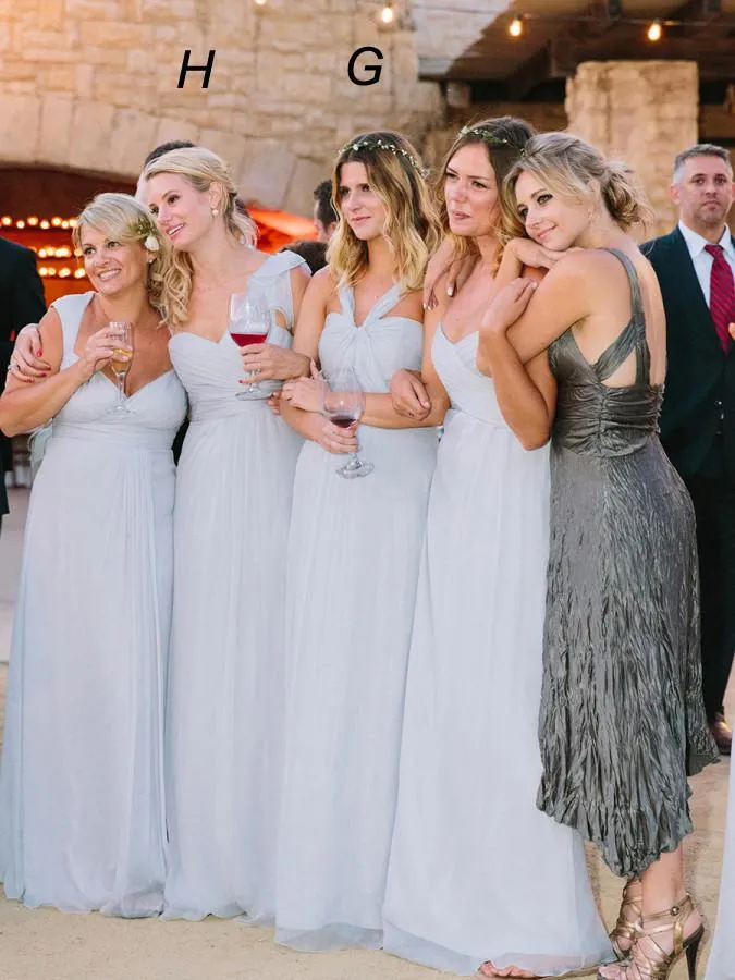 Mismatched Different Styles Chiffon Light Blue Sexy A Line Floor-Length Cheap Bridesmaid Dresses, TYP0309