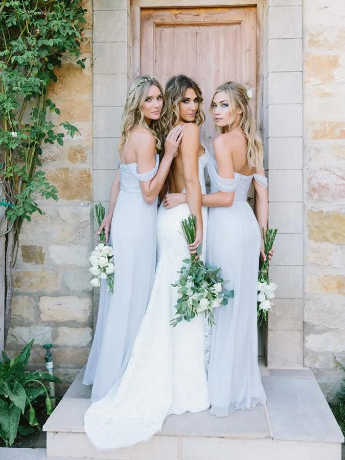 Mismatched Different Styles Chiffon Light Blue Sexy A Line Floor-Length Cheap Bridesmaid Dresses, TYP0309