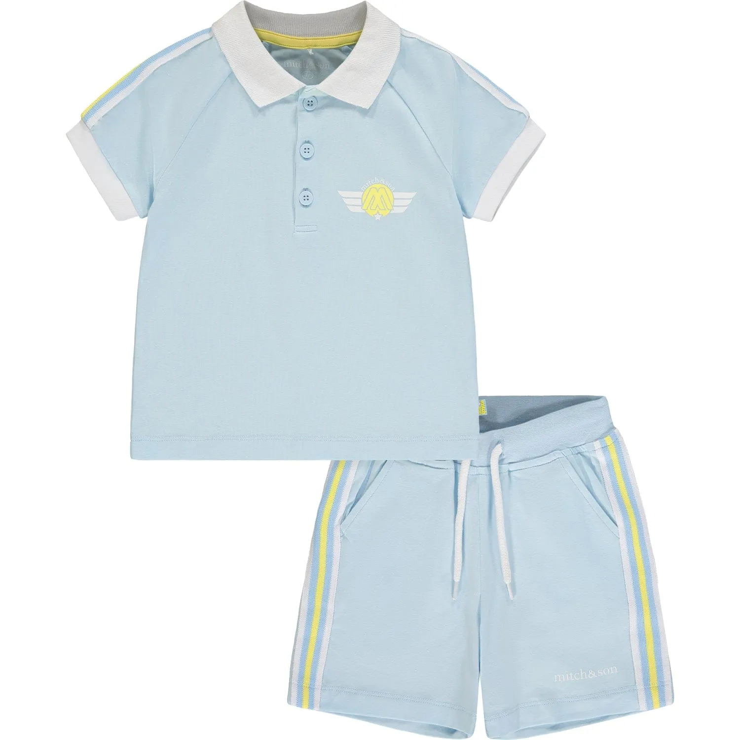 MITCH & SON - Jacob A Time To Fly Tape Polo Short Set - Sky Blue