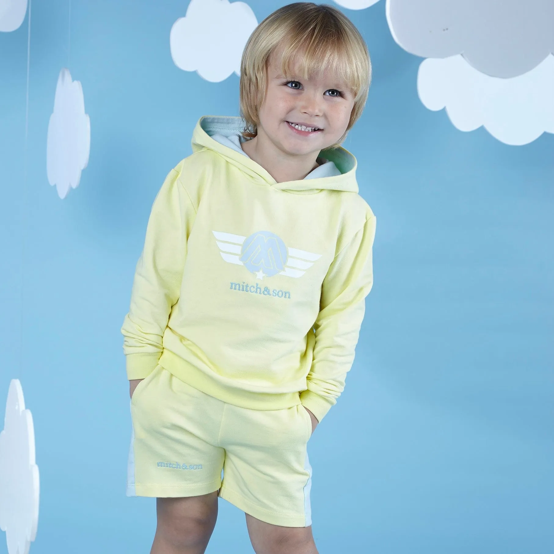 MITCH & SON - Jude A Time To Fly  Hooded Sweat Short Set - Lemon