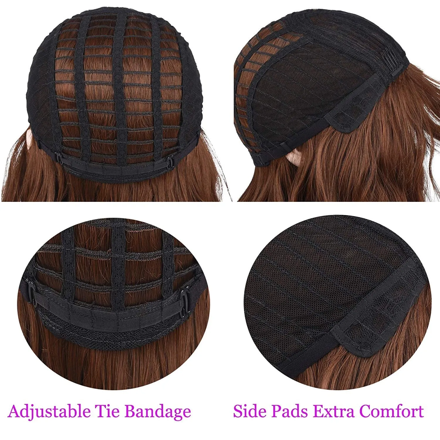 Mixed Brown Ombre Wavy 12" Bob Wig with Face Framing Air Bangs Synthetic Hair Heat Friendly Fiber Color #8/30 Perfect for Daily Wear Office