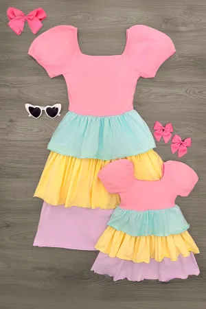 Mom & Me - Pastel Ruffle Dress