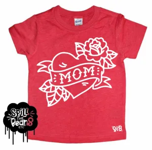 Mom Heart Tattoo Kids Tee