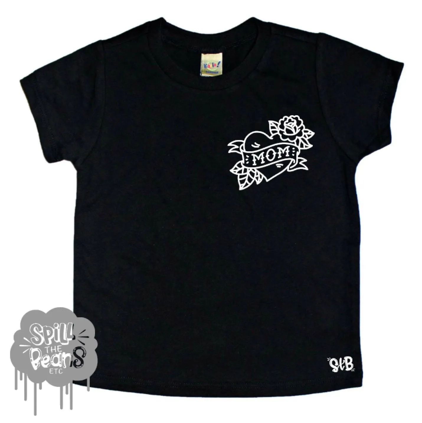 Mom Heart Tattoo Kids Tee