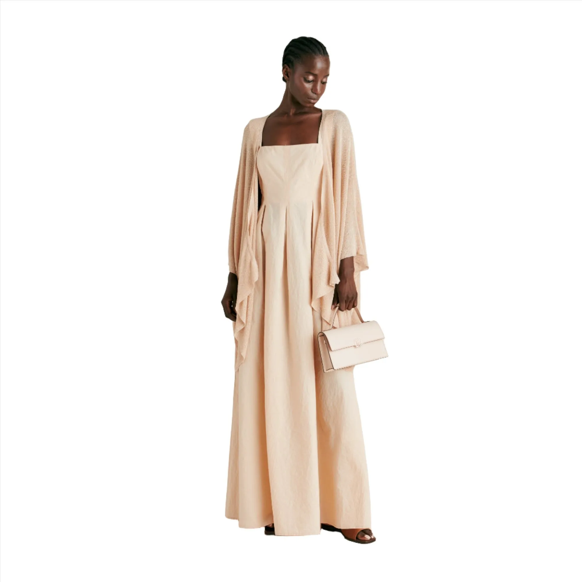 Momoni Women's Divina Powder Pink Lurex Ribbed Cardigan
