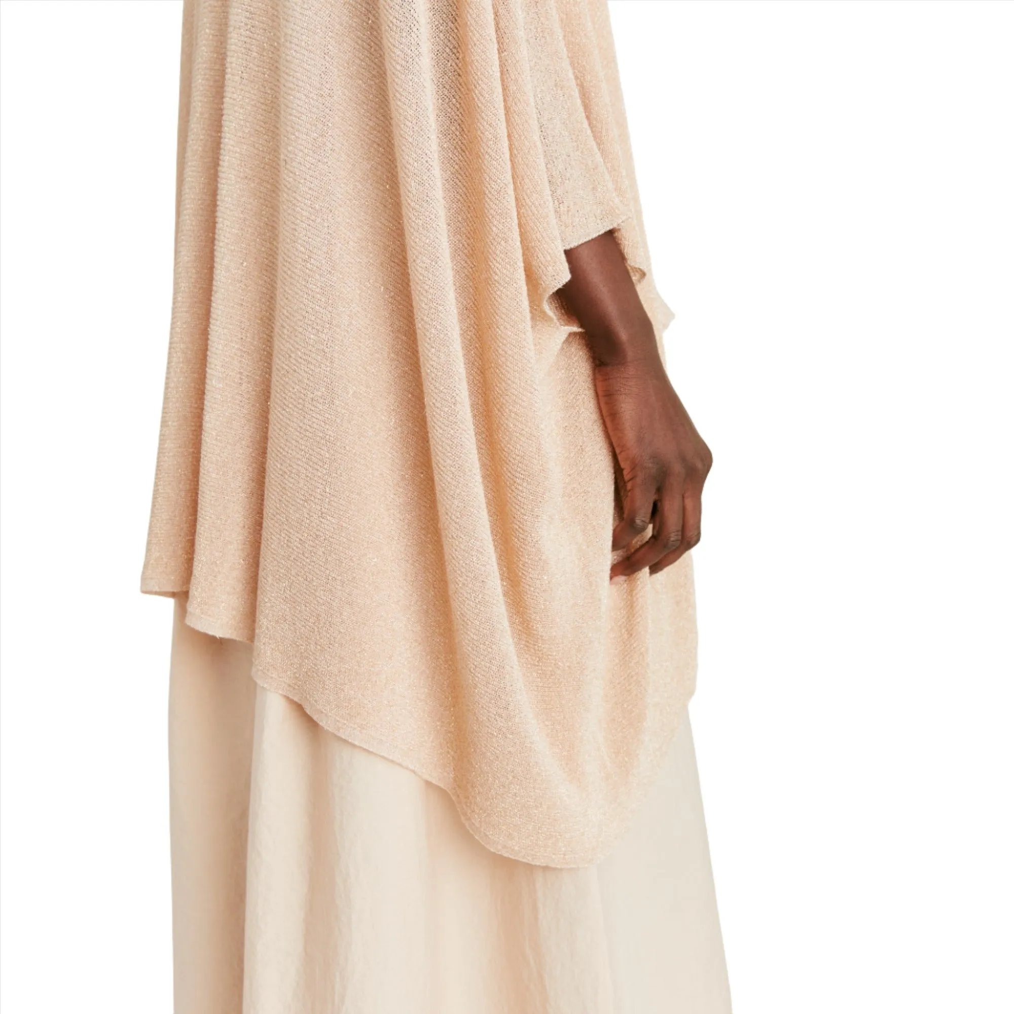 Momoni Women's Divina Powder Pink Lurex Ribbed Cardigan
