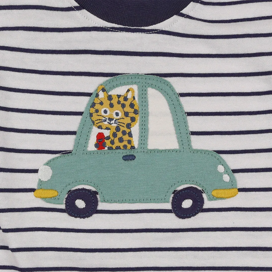 Multicoloured Car Applique Top And Short Set