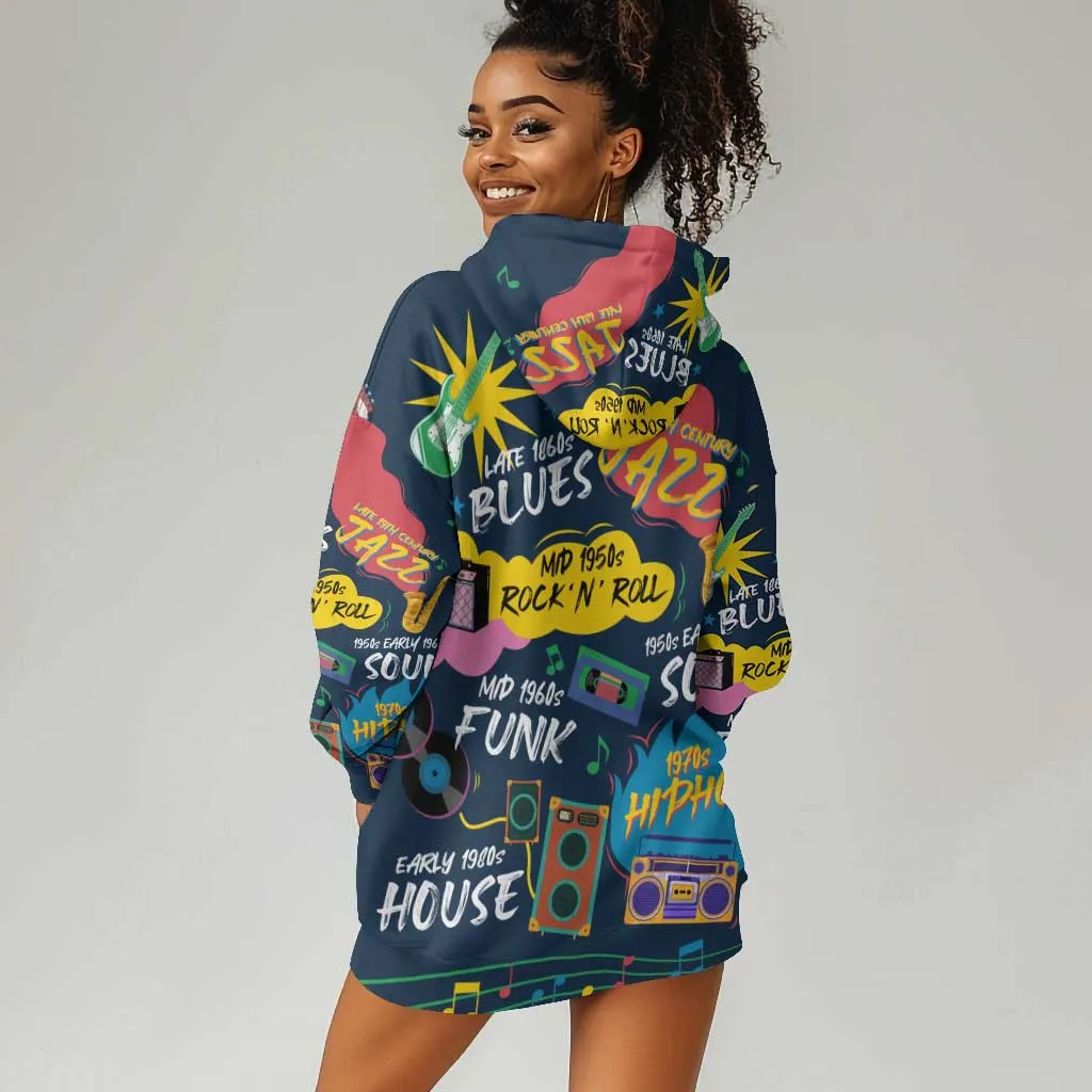 Music That Makes Us Proud African Hoodie Dress Black People DT02