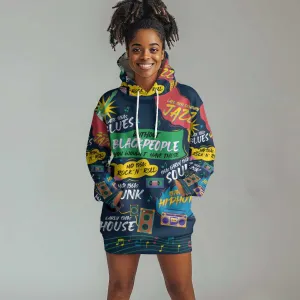 Music That Makes Us Proud African Hoodie Dress Black People DT02