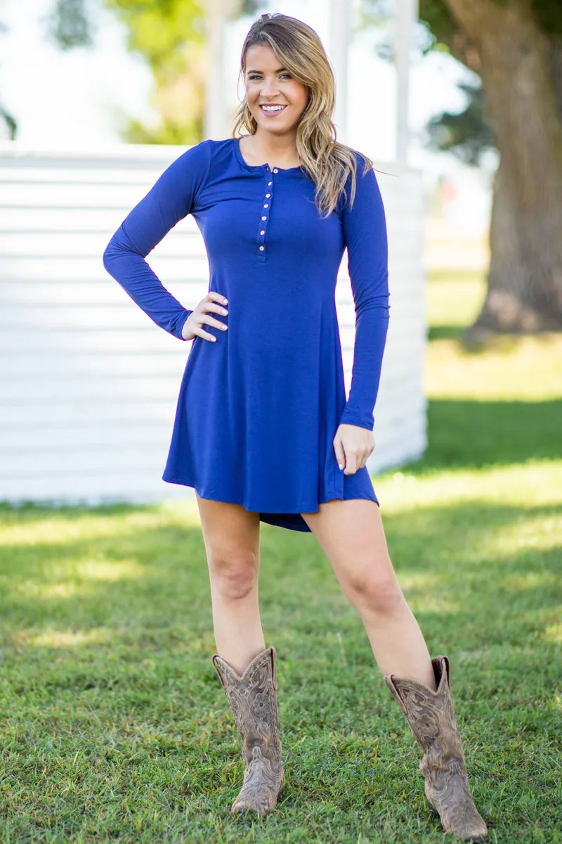 Navy Long Sleeve Knit Dress