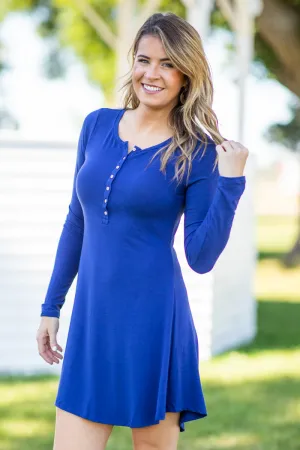 Navy Long Sleeve Knit Dress