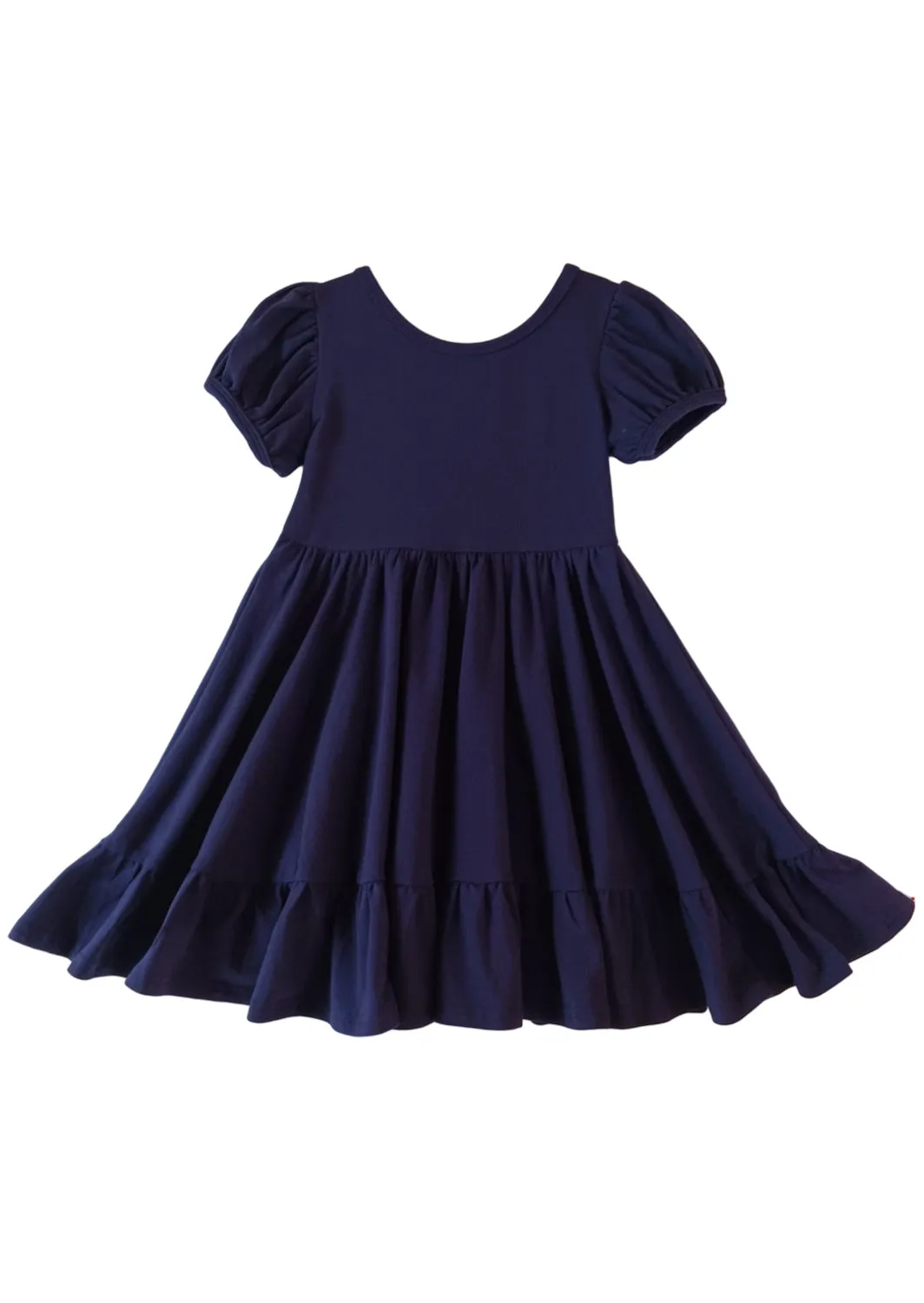 Navy Puff Sleeve Charm Dress