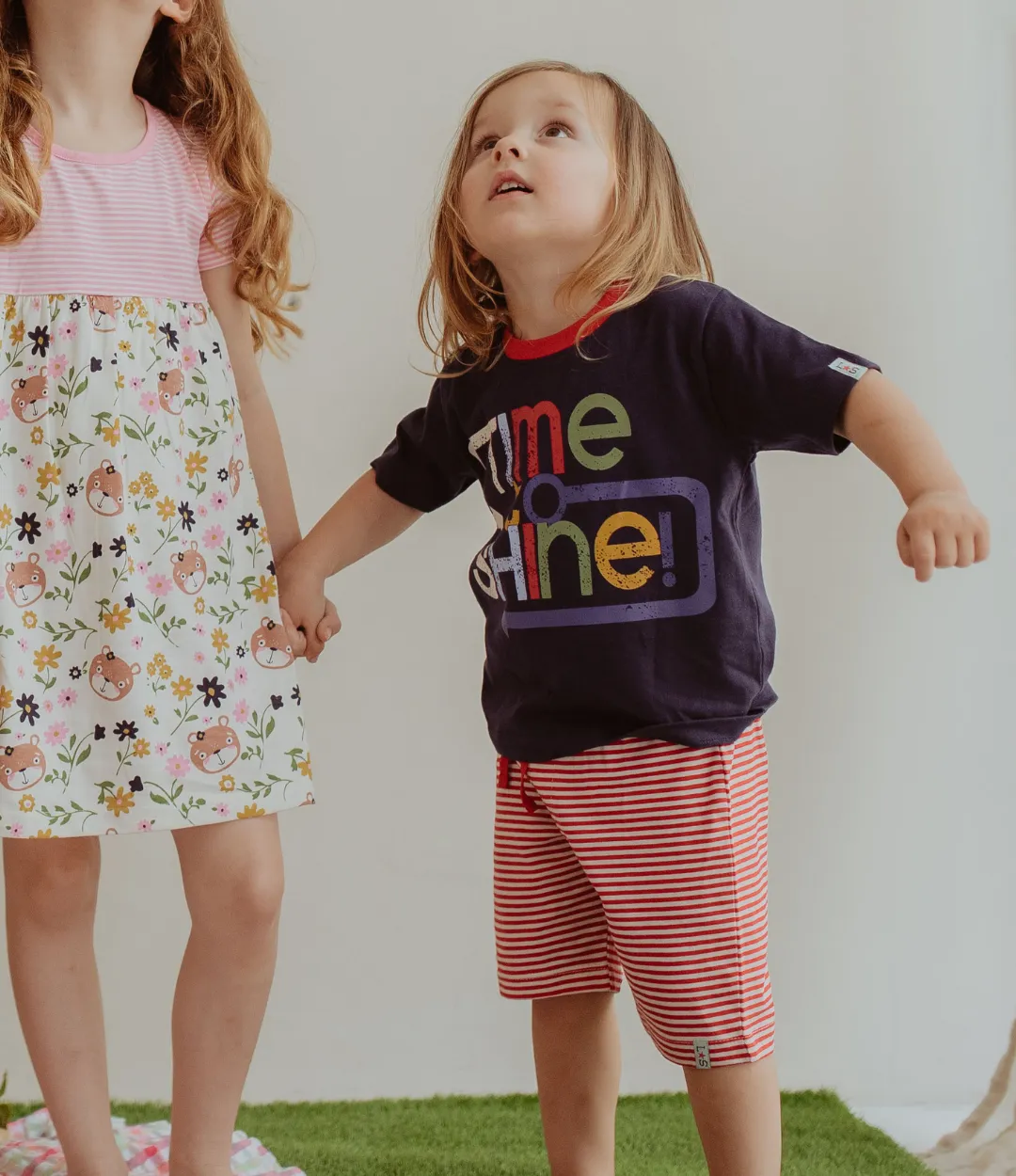 Navy Time To Shine Slogan Print Top