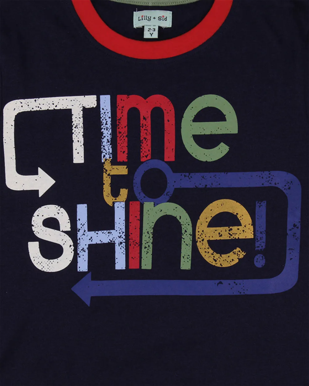 Navy Time To Shine Slogan Print Top