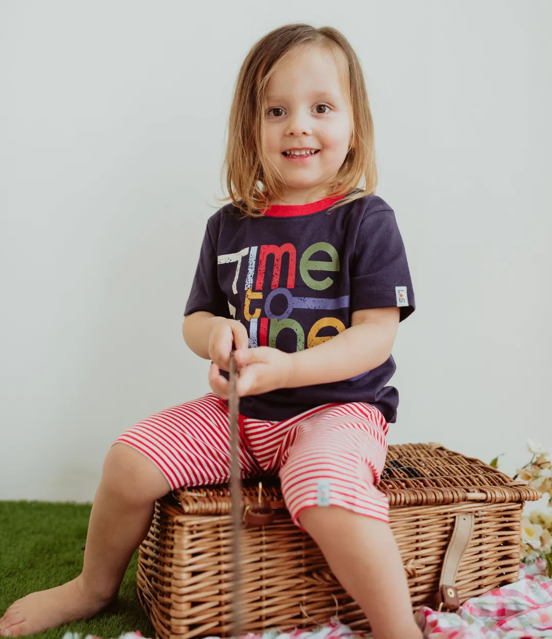 Navy Time To Shine Slogan Print Top