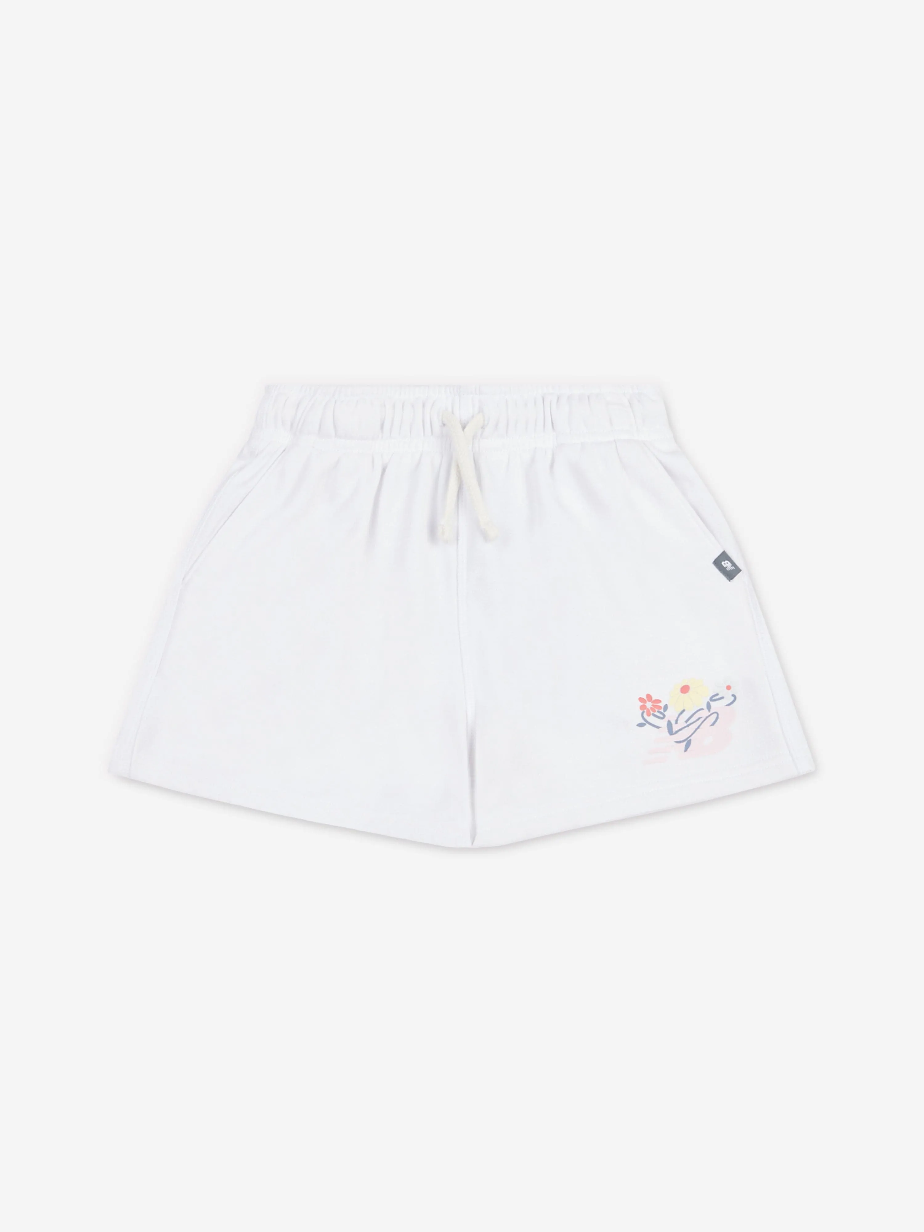 New Balance Girls Floral Vines Graphic Shorts in White
