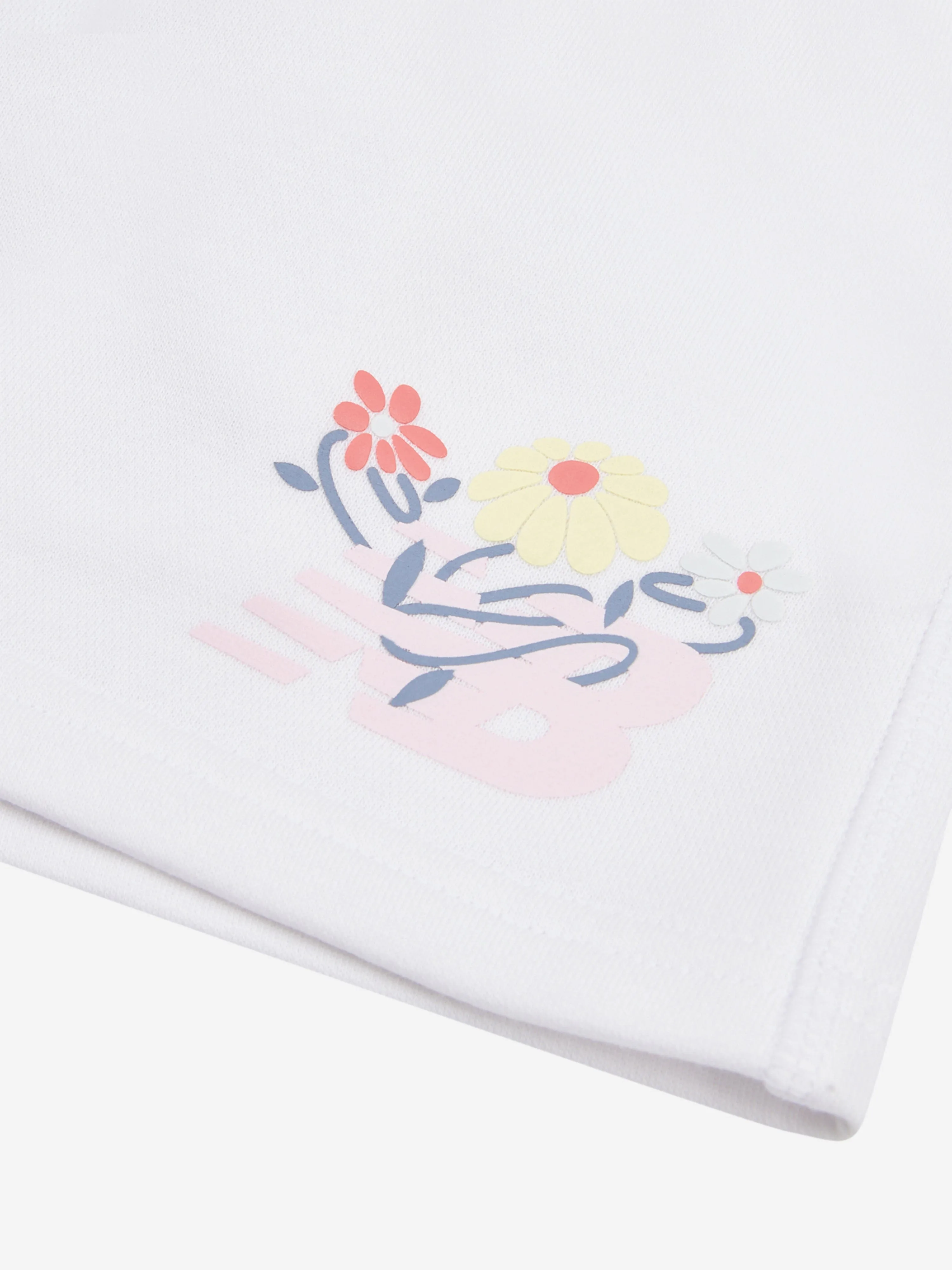 New Balance Girls Floral Vines Graphic Shorts in White