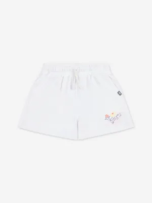 New Balance Girls Floral Vines Graphic Shorts in White