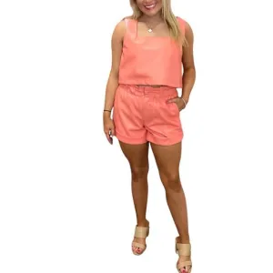 NEW BUDDYLOVE peyton vegan leather shorts in coral